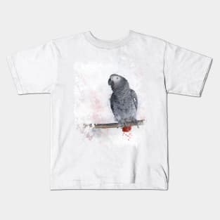 African Grey Watercolor Kids T-Shirt